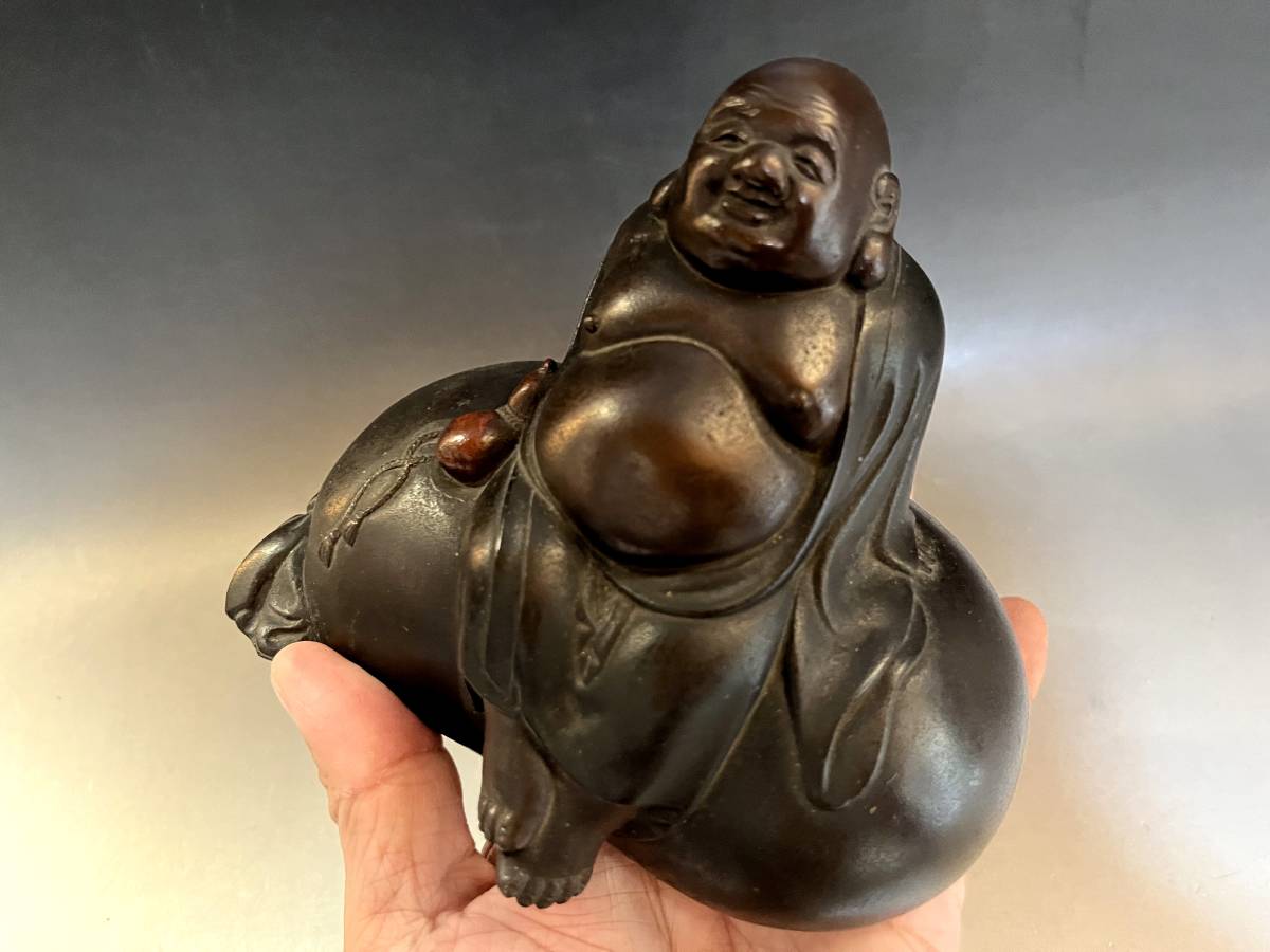高岡銅器 二色銅製 布袋尊 布袋様 置物 camping.com