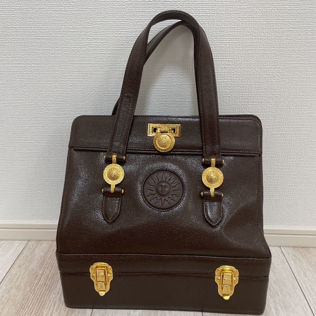 美品 希少 VERSACE バニティ ハンドバッグ ゴールド金具 メデューサ