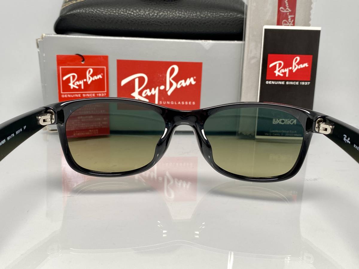 偏光レンズ★RAY-BANレイバンNEW WAYFARERニューウェイファーラー RB2132-F 901/76 黒ブラック/ブルーグリーングラデーション偏向 ケース付_画像9