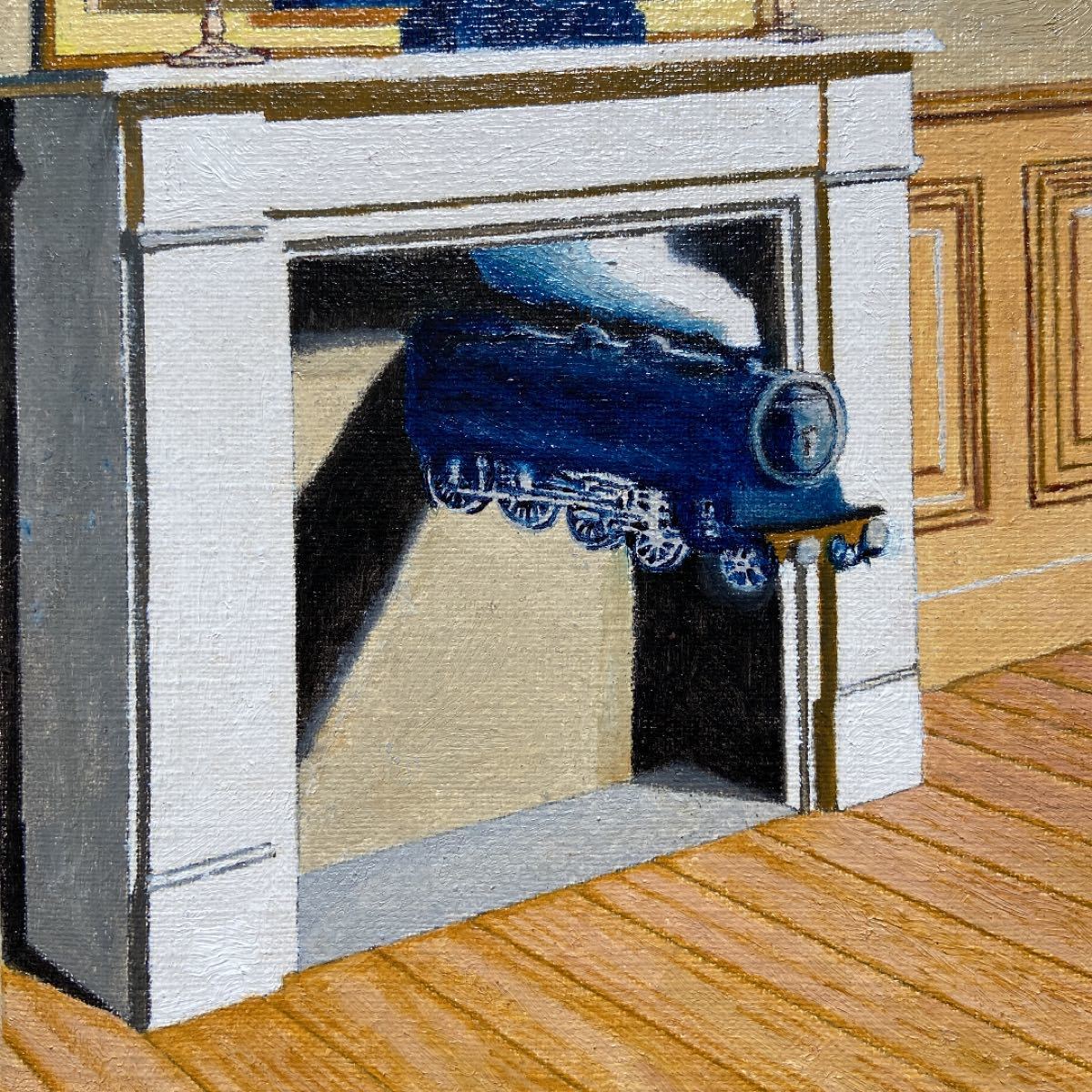 肉筆手描きの油絵模写画 マグリットの名画 貫かれた時間|Yahoo 肉筆手描きの油絵模写画 マグリットの名画 貫かれた時間|Yahoo