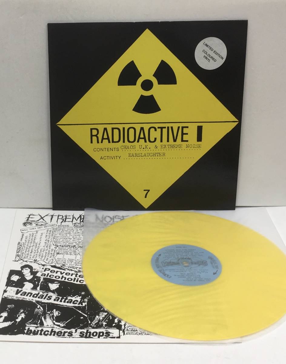 LP EXTREME NOISE TERROR - CHAOS UK Earslaughter ACHE 001 Yellow Marble VINYL '90 Reissue w INNER Hardcore Punk ハードコア