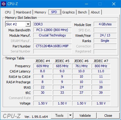 crucial DDR3-1600 4GB×2枚 合計8GB　デスクトップPC用メモリー