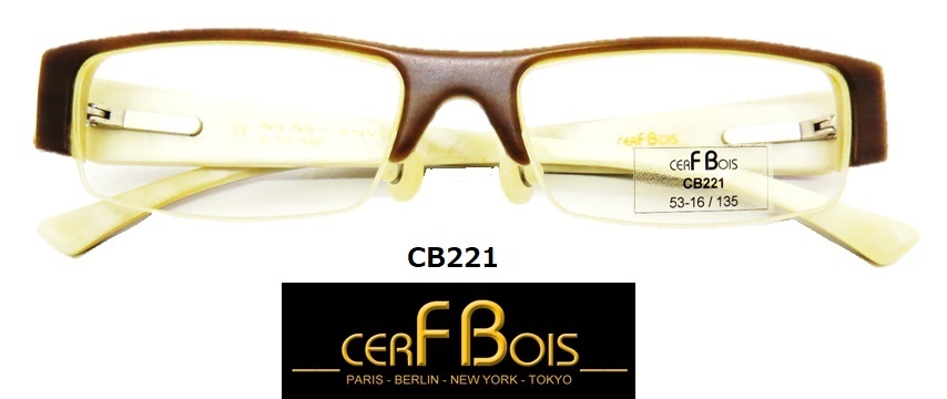 新品 美品 CB221【CERF BOISセル・ボア】ドイツ製 高級メガネフレーム ライトブラウン 水牛 ハンドメイド ユニセックス おしゃれ