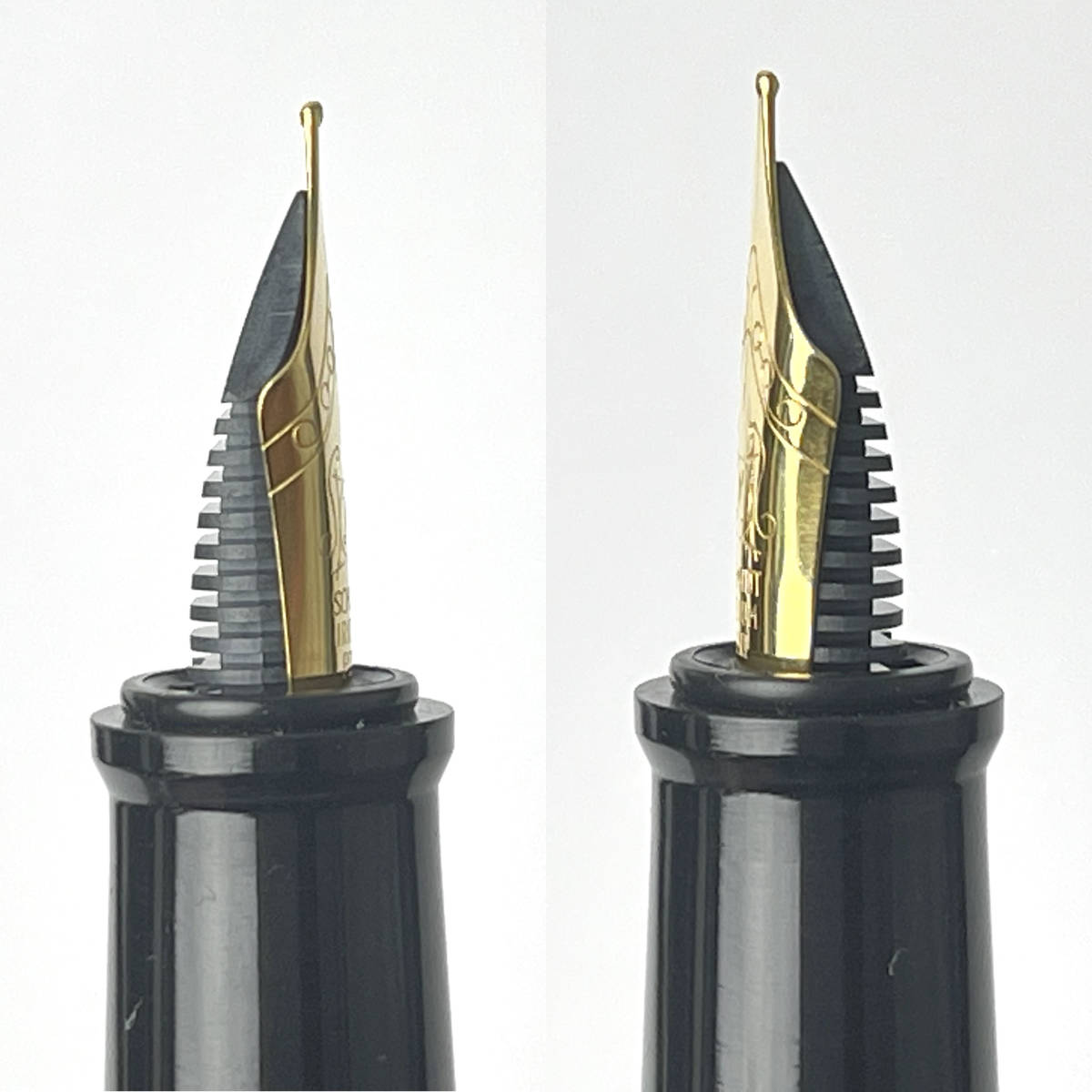 未使用】加藤製作所 万年筆 CELLULOID PEN ハンドメイド 黒×銀×金