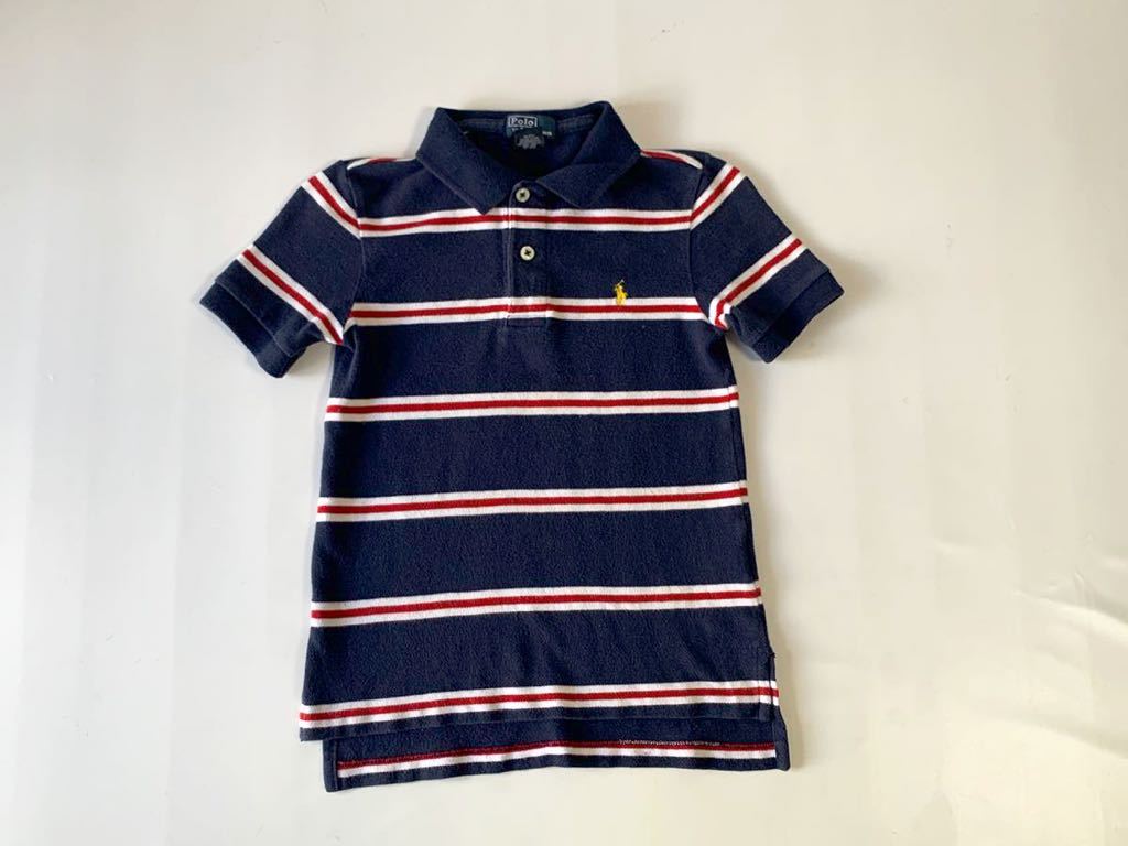 POLO Ralph Lauren ユーロセールス品 キッズ用 半袖 ポロシャツ 子供服 鹿の子 マルチボーダー柄 100〜110相当 ポロ ラルフローレン ポニー