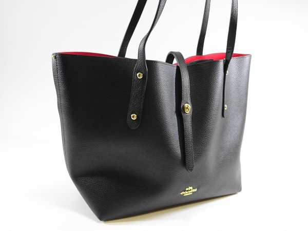 73 i COACH コーチ トートバッグ 赤 黒 レッド ブラック レディース