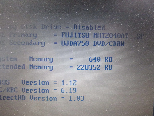 【YNT0314】★SHARP Mebius PC-MC1-3CC Athlon XP-M ?GHz/256MB/40GB/COMBO/12.1TFT/1024ｘ768/LAN/AC欠品 BIOS確認済み★中古_画像3