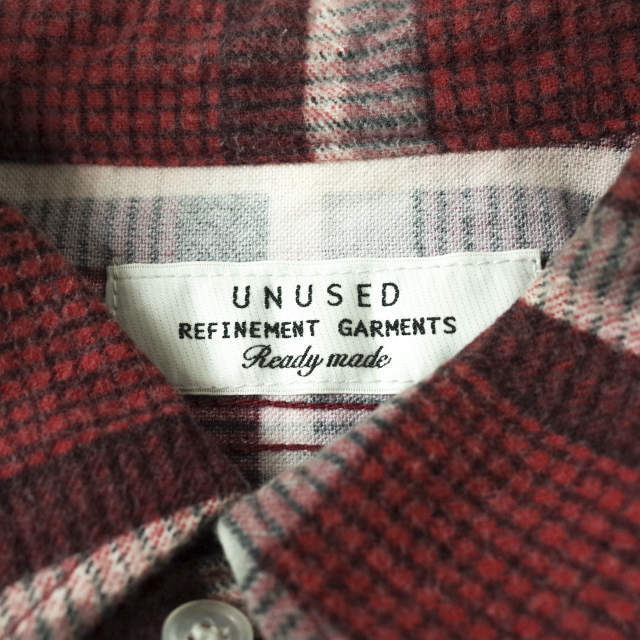 UNUSED アンユーズド 日本製 Cotton Flannel Check Shirt コットンフランネルチェックシャツ US0834 2 RED 長袖 ネルシャツ トップス g7159_画像3
