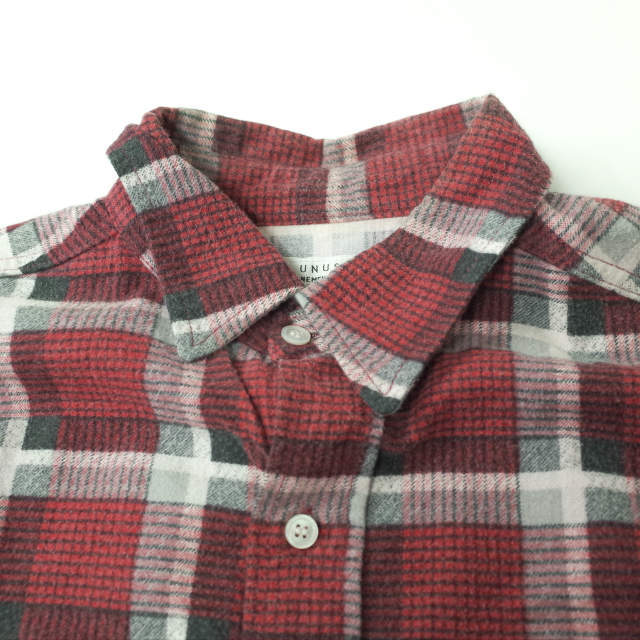 UNUSED アンユーズド 日本製 Cotton Flannel Check Shirt コットンフランネルチェックシャツ US0834 2 RED 長袖 ネルシャツ トップス g7159_画像4