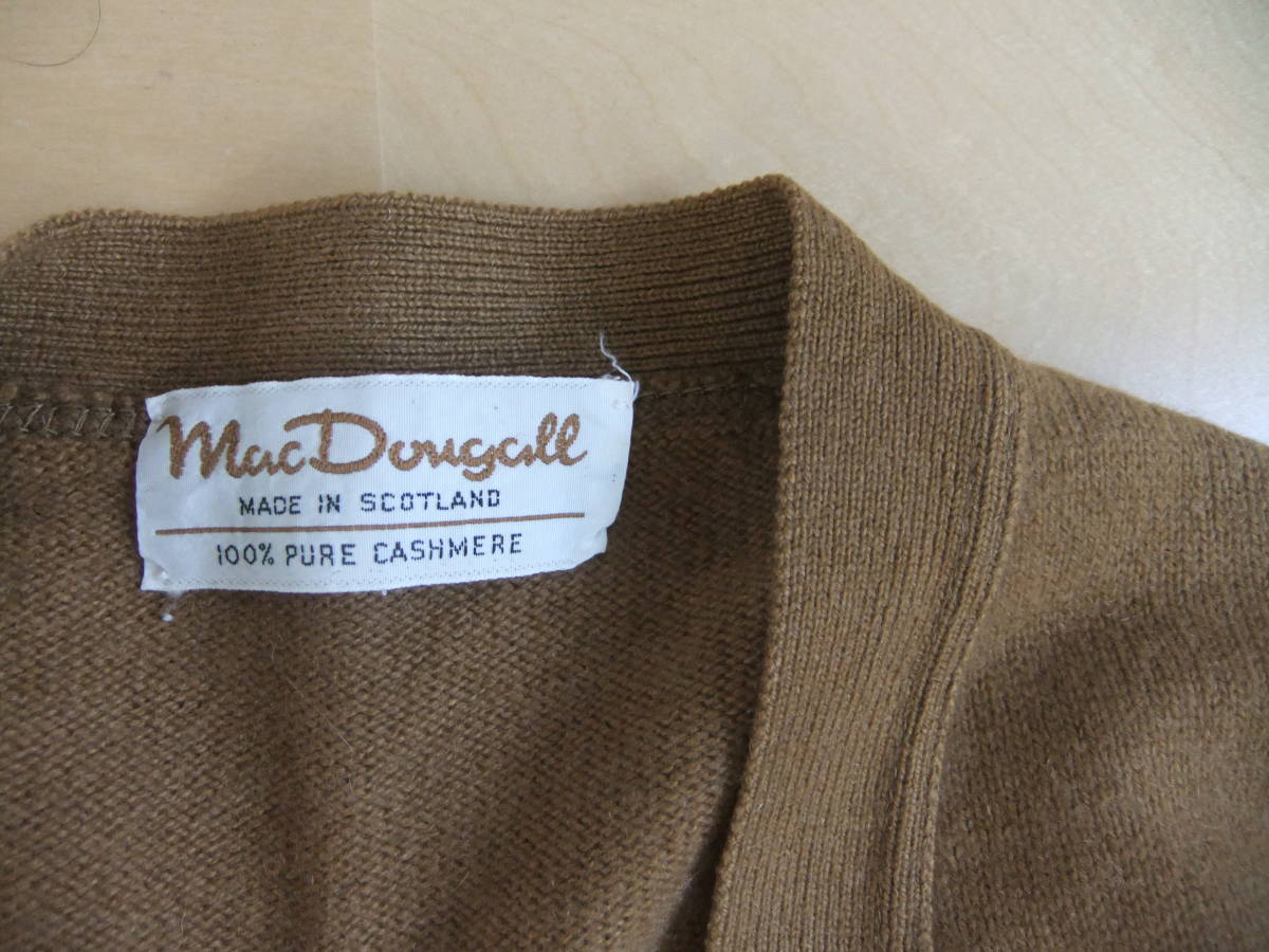 Mac Dougall MADE IN SCOTLAND 100% PURE CASHMERE スコットランド製 カシミア カーディガン ブラウン