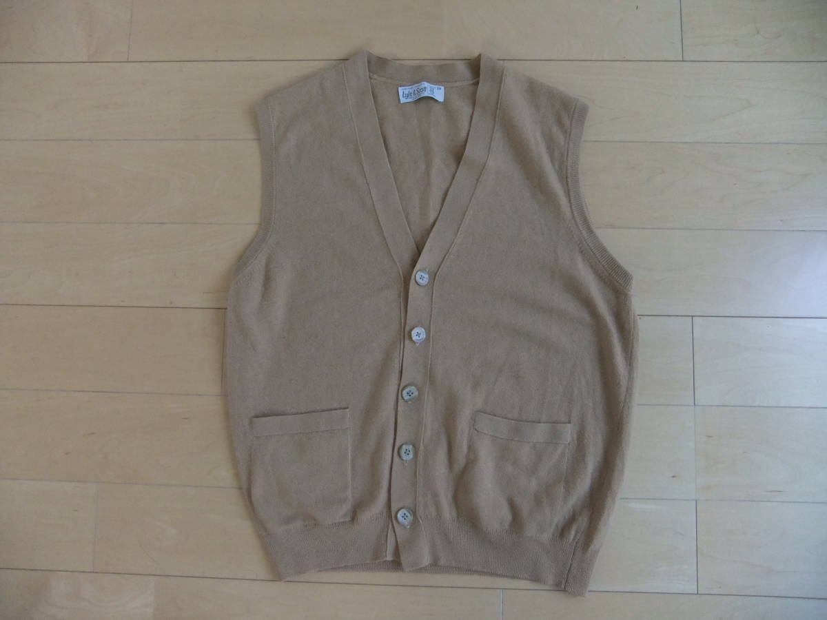 MADE IN SCOTLAND LYLE & SCOTT 100% PURE CASHMERE VEST CAMEL スコットランド製 カシミア カーディガン ベスト キャメル サイズ38