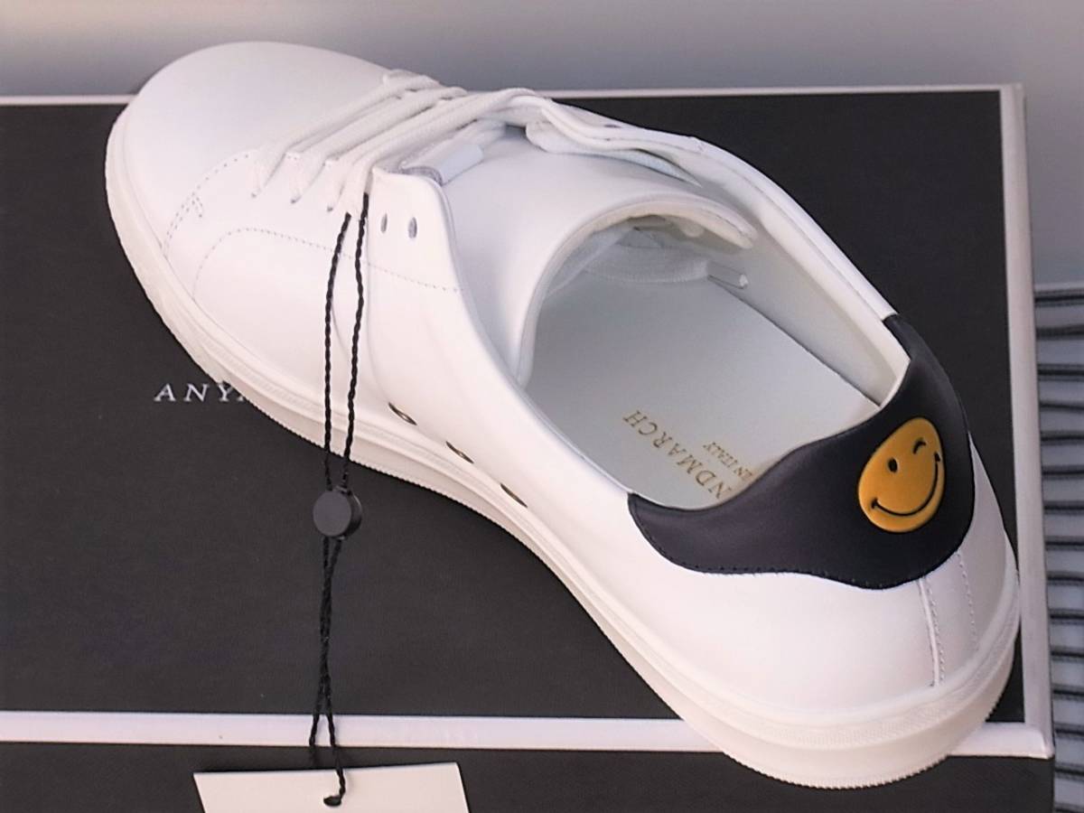  неиспользуемый  ANYA HINDMARCH ... March    кожа   кроссовки   SMILEY ... 37  белый  белый  Tennis Shoe  коробка  идет в комплекте   Италия  пр-во  