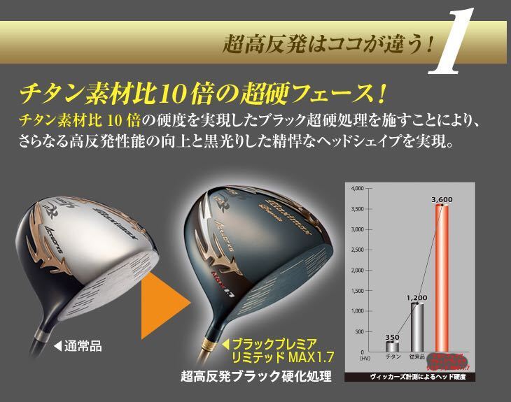 【 左 高反発 】三菱プラチナ飛匠 日本一404Y世界最薄＋超軽量で ステルス より＋58Y ワークスゴルフ マキシマックス ブラックプレミア 1.7_画像4