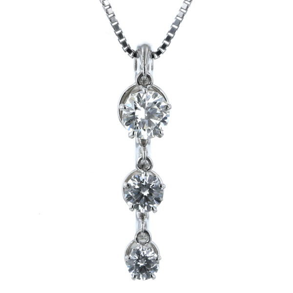 Pt850 Pt900 プラチナ ネックレス ダイヤモンド0.51ct 3連 トリプル