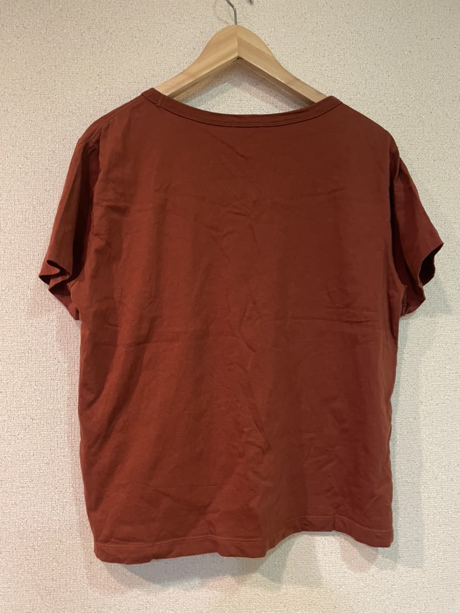 ！断捨離100円〜！♪ユニクロ　UNIQLO トップス 半袖 Tシャツ　茶色　レンガ色　Vネック　レディースXLサイズ　2.3回のみ着用　USED♪_画像7