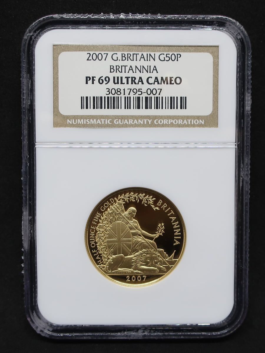 イギリス 2007 ブリタニア&ライオン 50ポンド PF 69 Ultra Cameo UC NGC 準最高鑑定 コイン_画像3