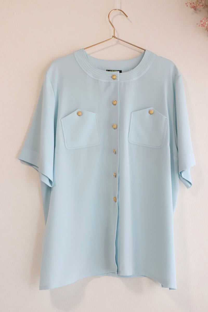 【SALE】80s ブラウス ベビーブルー/古着 ヴィンテージ 夏服 ビッグシルエット 昭和レトロ セール 古着屋 シャツブラウス