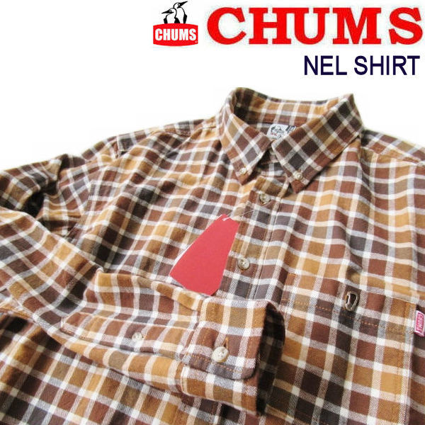  Chums /CHUMS[ фланель рубашка / ворсистый проверка BD рубашка ] рубашка work shirt Nel Shirts CH02-1174 Brown /L размер 
