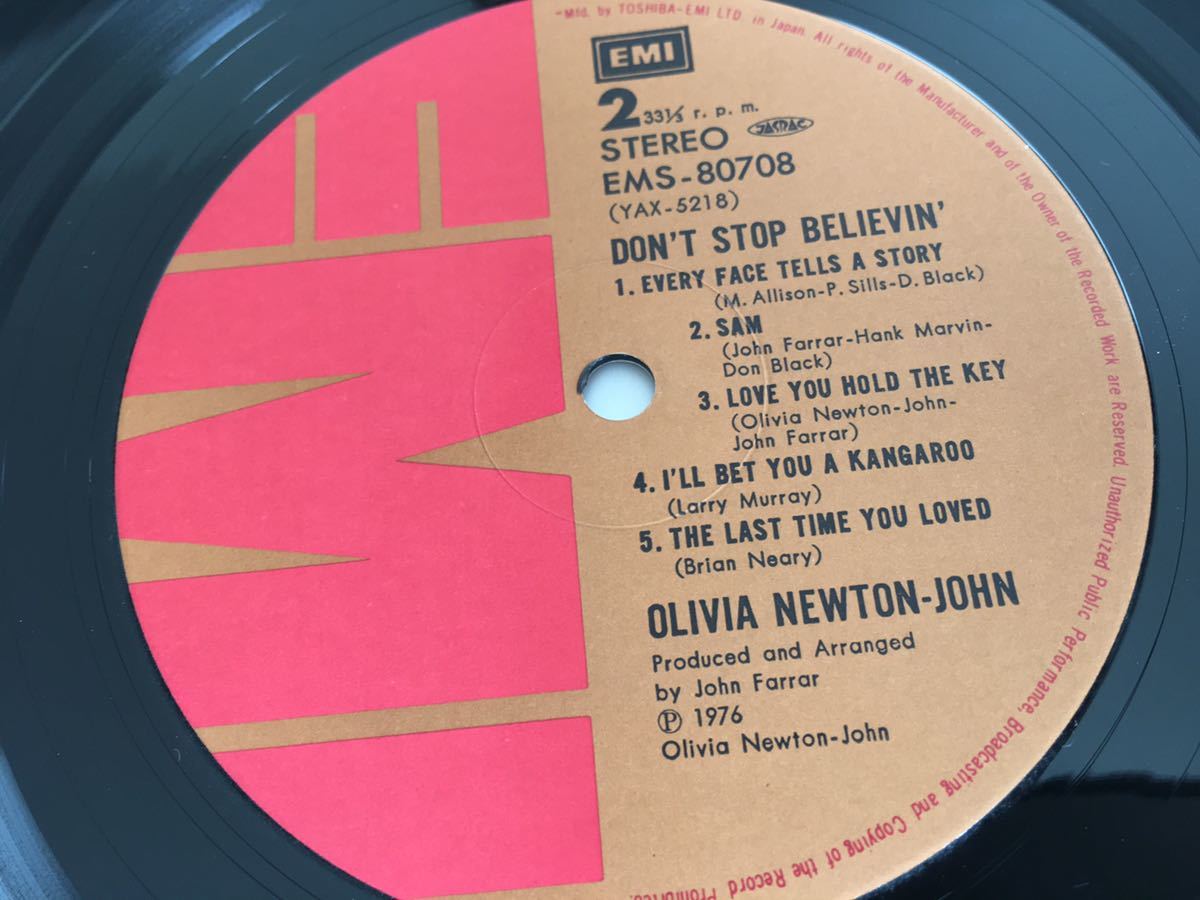 【盤質良好】Olivia Newton-John / たそがれの恋 Don't Stop Believin' 帯付LP 東芝EMI EMS80708 76年リリース盤,日本公演スケジュール掲載_画像8