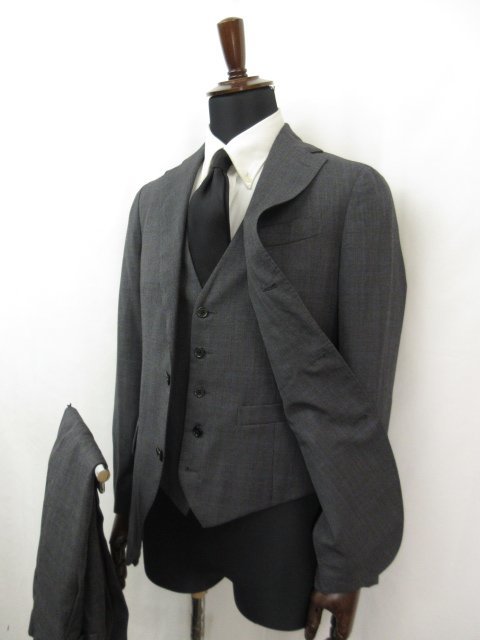□超美品 【ラルディーニ LARDINI】 3ボタン 段返り 格子×チェック柄 3