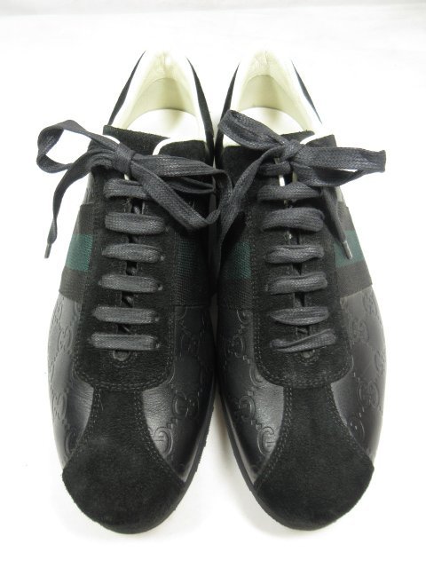 □超美品【GUCCI グッチ】 GG柄 コンビレザー スニーカー シューズ