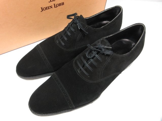 ■HH 超美品【ジョンロブ JOHN LOBB】PHILIP2 フィリップ2 スエード ドレスシューズ 紳士靴 (メンズ) size8.5D7000 ブラック 黒 ★8MZA0809_画像1