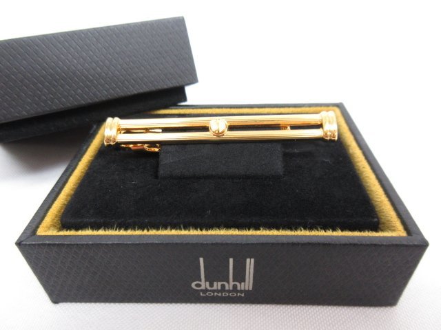 極美品 【ダンヒル dunhill】 高級感抜群！！ タイピン ネクタイピン (メンズ) ゴールド ボックス付き♪ ☆3ME4725☆ 