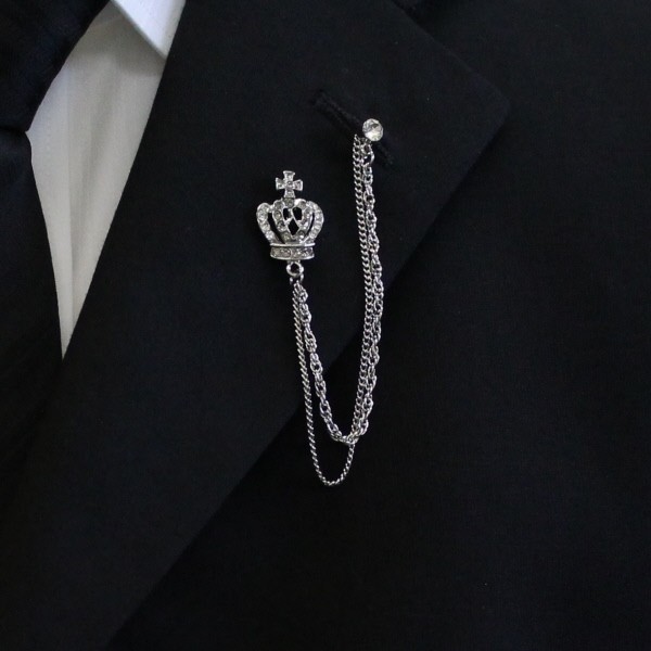 laperu булавка серебряный .. Crown 2 полосный цепь laperu булавка цепь брошь мужской костюм подарок запонки любитель 
