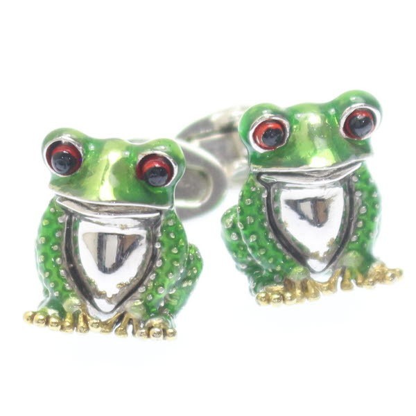 ちょこんとリアル 緑の蛙 カフス カフスマニア メンズ ブランド プレゼント カフスマニア