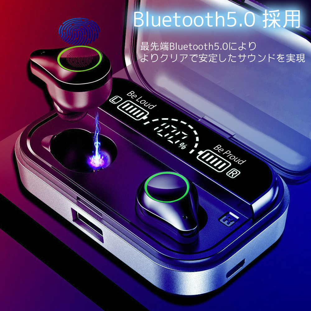 ワイヤレスイヤホン Bluetooth5.0+EDR搭載 ブルートゥース 4000mAh 片耳 両耳 重低音 AAC対応 タッチ操作 iphone Android Siri対応_画像9