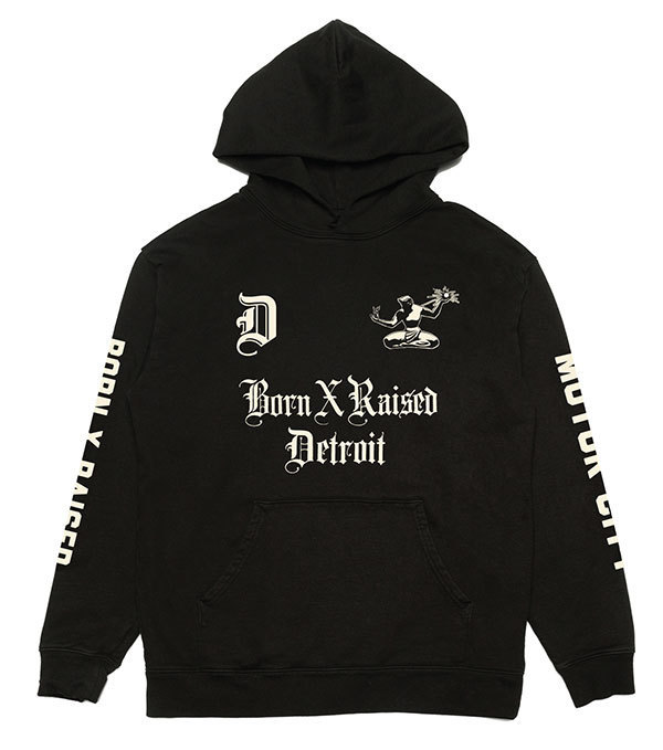 BornxRaised (ボーンアンドレイズド) パーカー プルオーバー MOTOR CITY HOODY BLACK