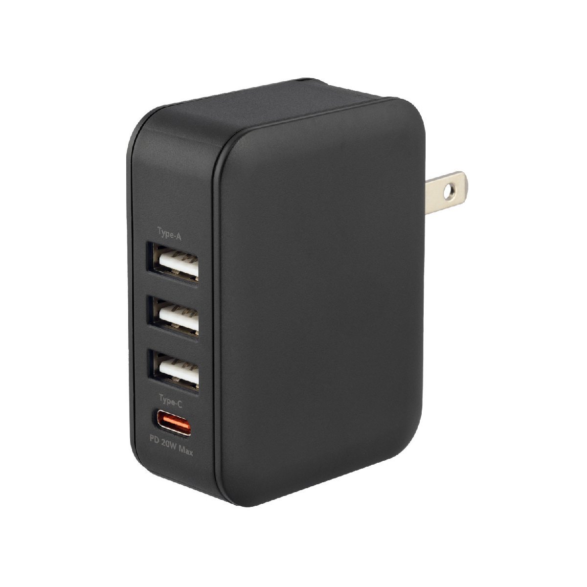 USB充電器 USB-ACアダプター 4ポート PD20W独立32Wモデル グリーンハウス GH-ACUC4CC-BK/0274/送料無料_画像1