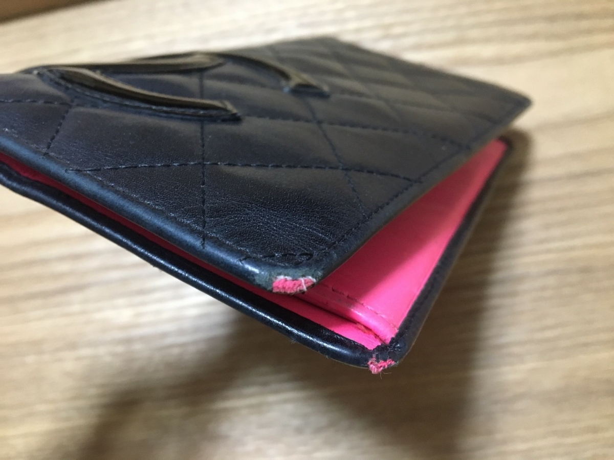 正規品 CHANEL 長財布 ブラック×ピンク イタリア製 シャネル 黒