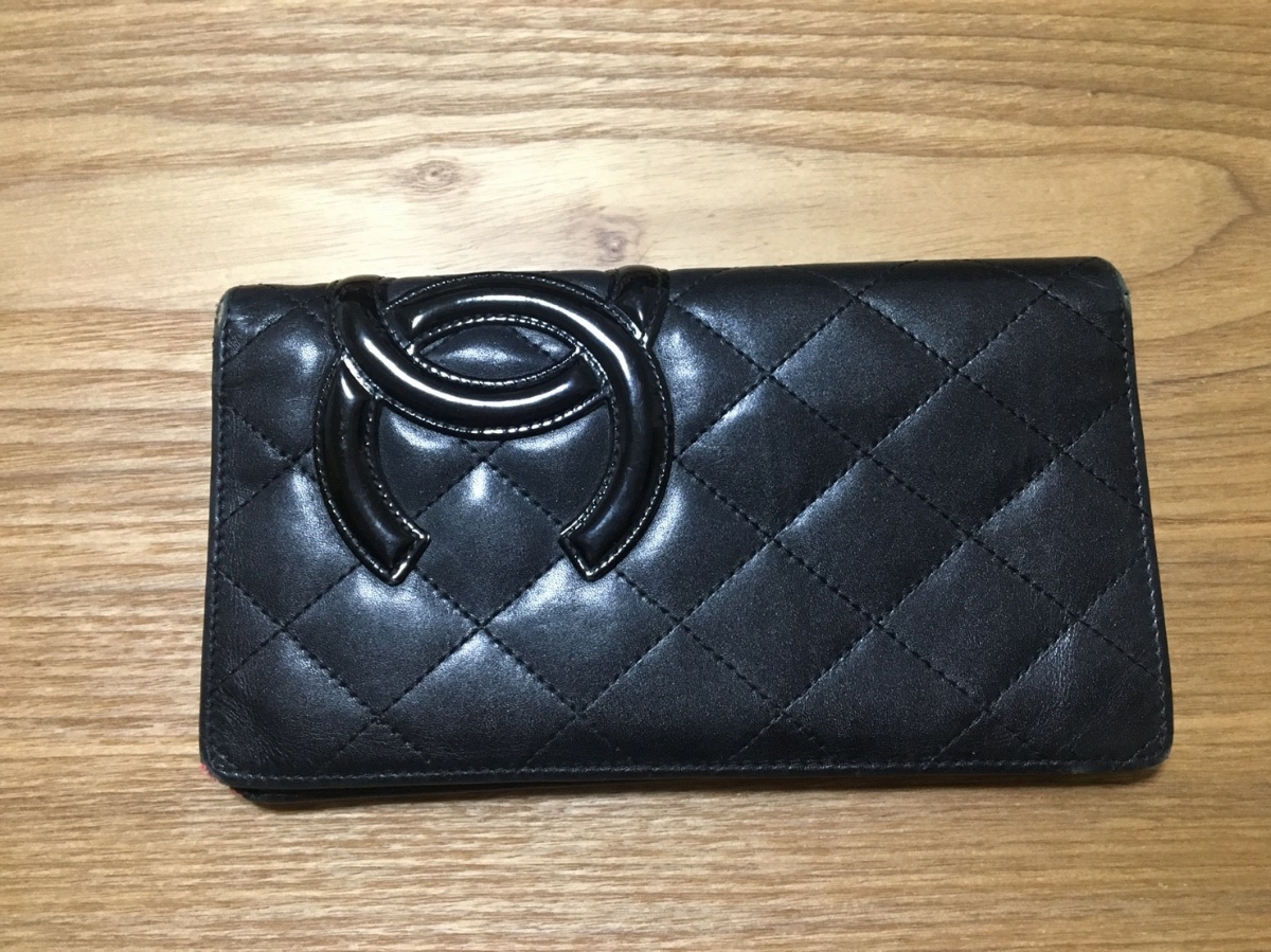 正規品 CHANEL 長財布 ブラック×ピンク イタリア製 シャネル 黒_画像1