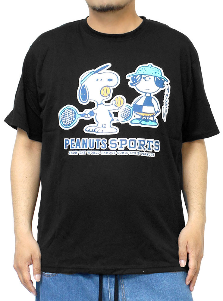 【新品】 4L ブラック PEANUTS(ピーナッツ) 半袖 Tシャツ メンズ 大きいサイズ SNOOPY スヌーピー プリント ドライ 吸汗速乾 カットソー_画像1