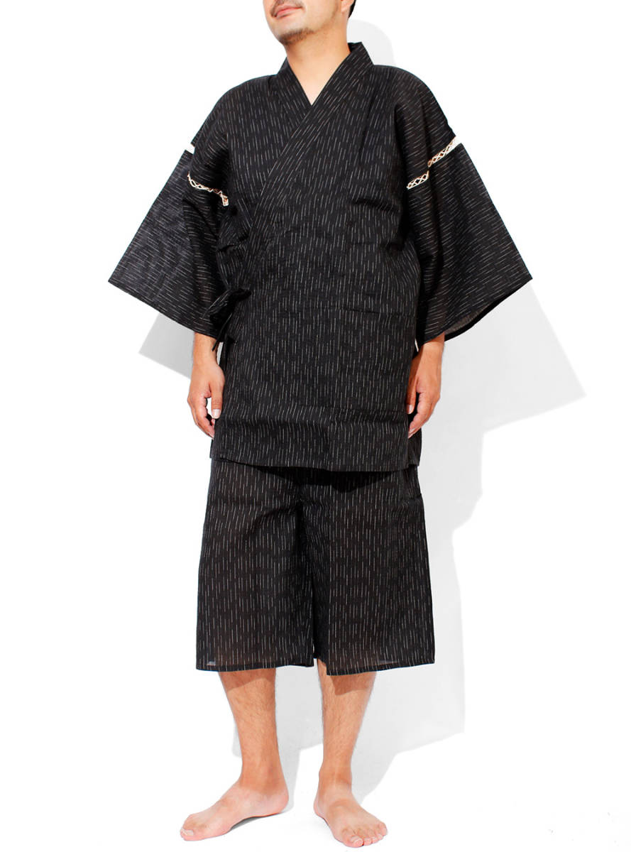 [ new goods ] L D pattern jinbei men's ... weave peace pattern top and bottom .... setup plain stripe 