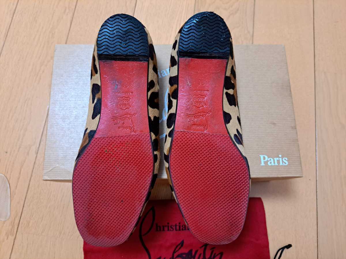 クリスチャンルブタン ハラコ フラット パンプス ヒョウ柄 レオパード 36 大きめ（36.5） Christian Louboutin_画像9