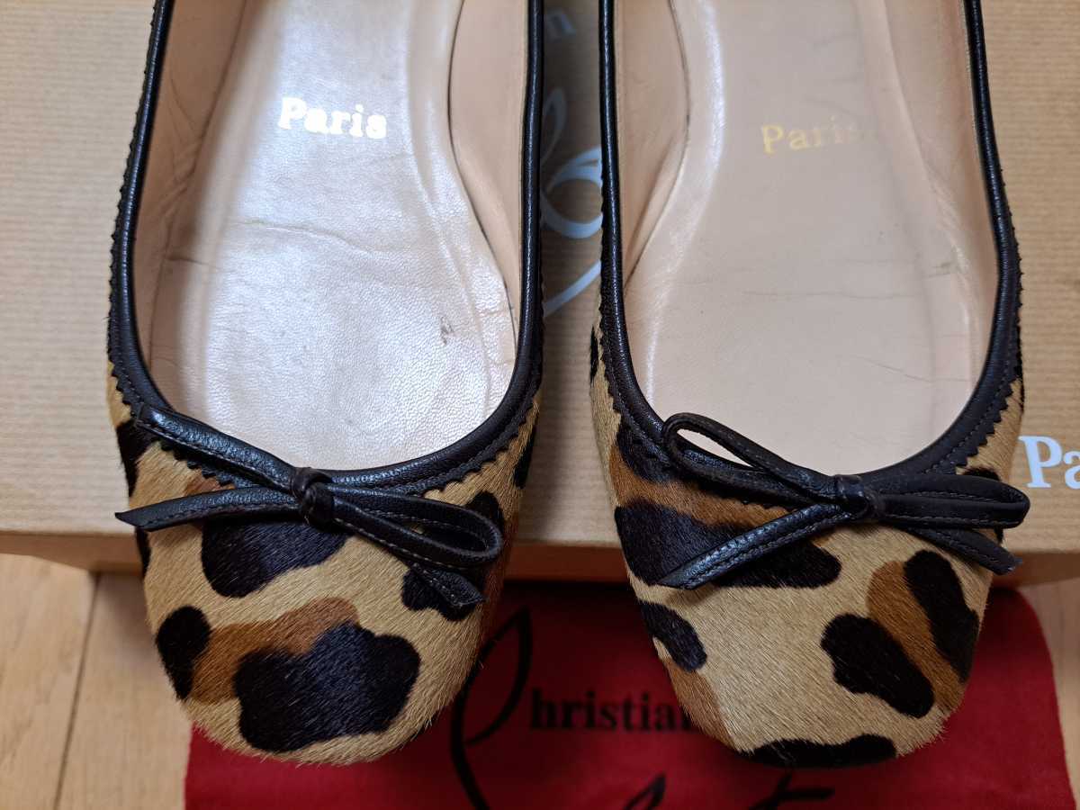 ラッピング対象外 Christian Louboutinルブタンハラコヒョウ柄パンプス