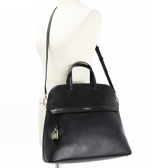  new goods FURLA Furla * pie pa- handbag shoulder black black leather [ free shipping ]