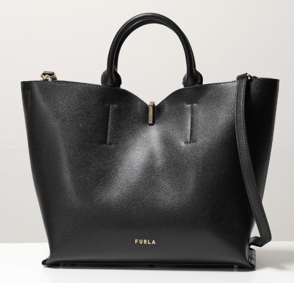 代引き人気 新品 FURLA 黒レザー【送料無料】 ブラック トートバッグ