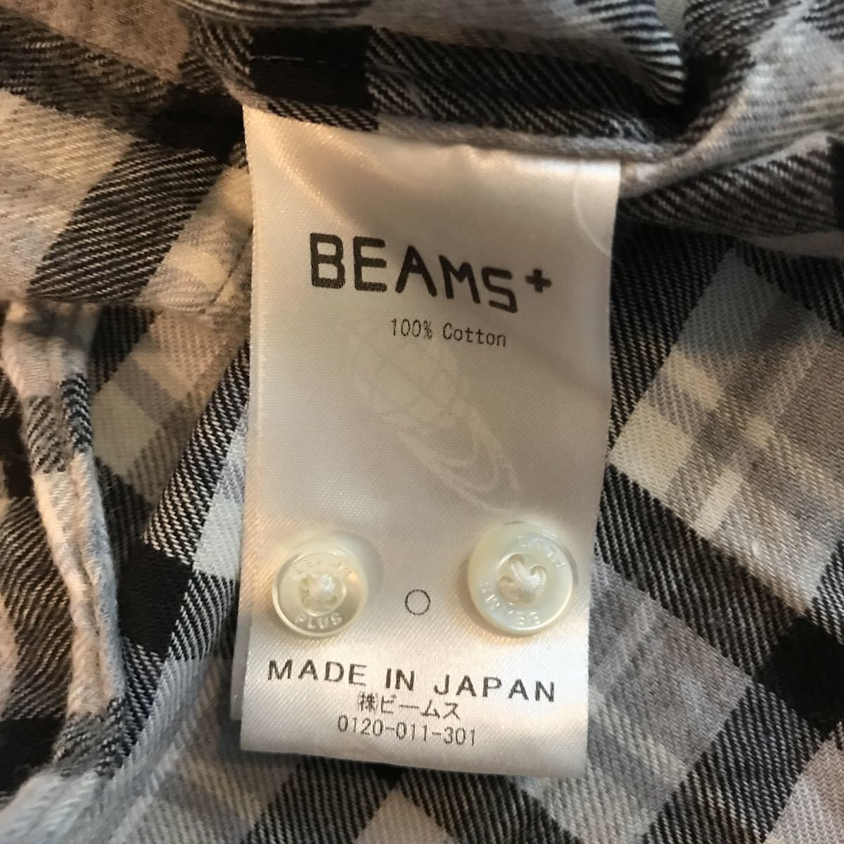 ★BEAMS PLUS ビームスプラス★チェックボタンダウンネルシャツ ブラック×グレー×ホワイト★Lサイズ_画像6