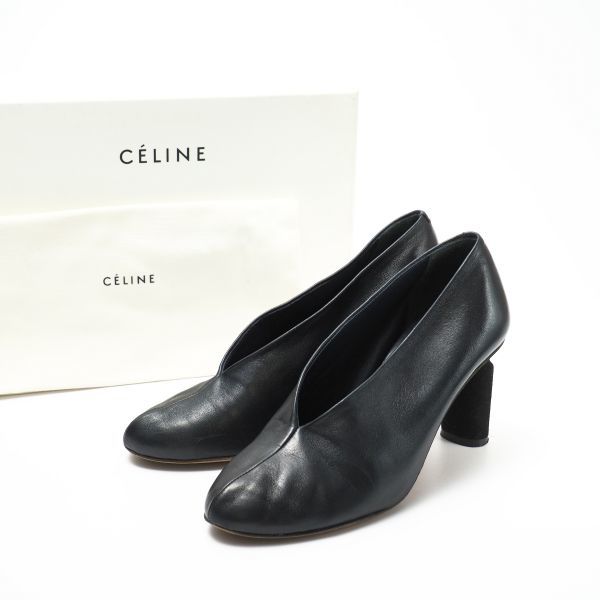 GL2638▽イタリア製*セリーヌ CELINE*レザー*Vカット パンプス