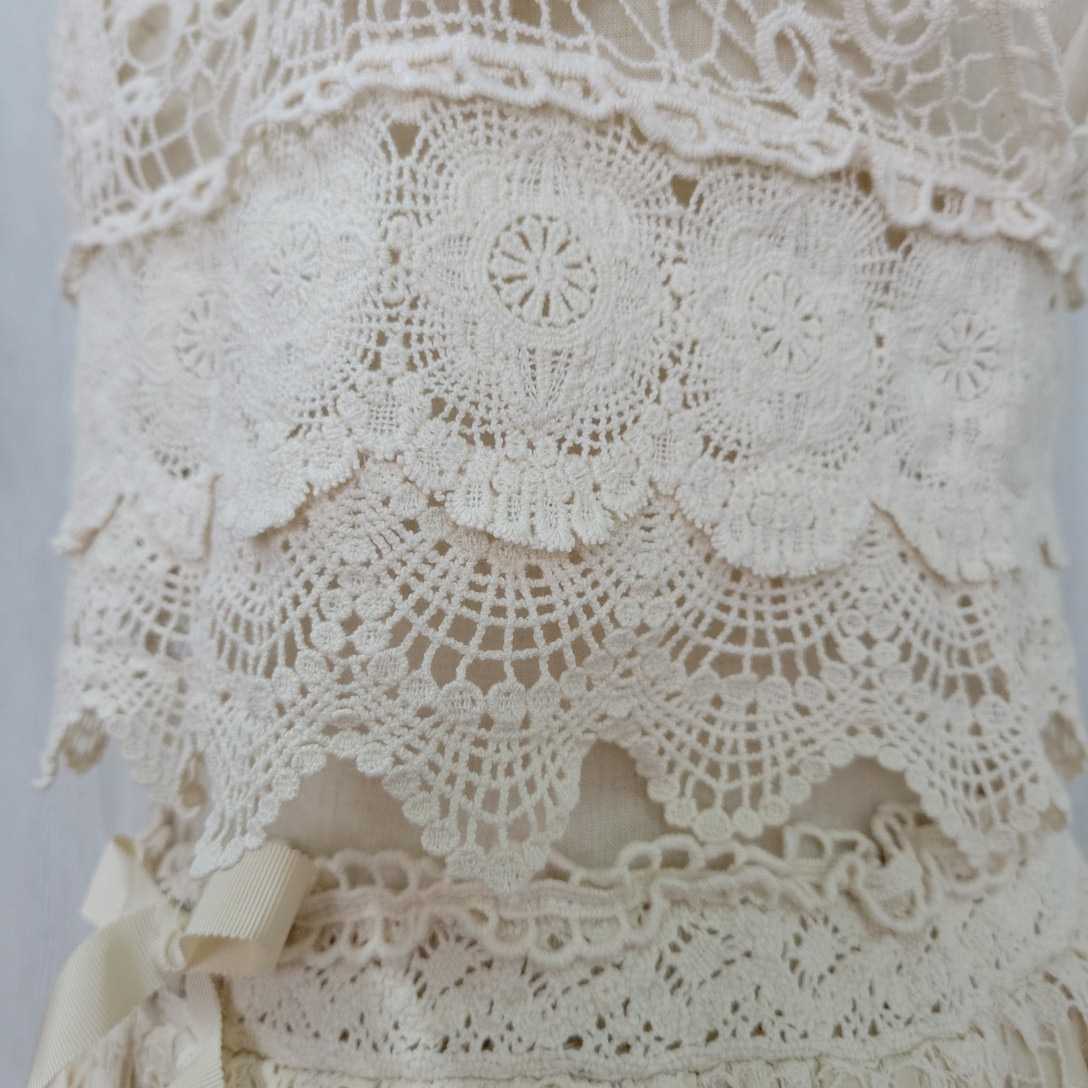  rose bride rosebullet cotton lacework. setup short camisole mini height gathered skirt M unbleached cloth Onward . mountain 