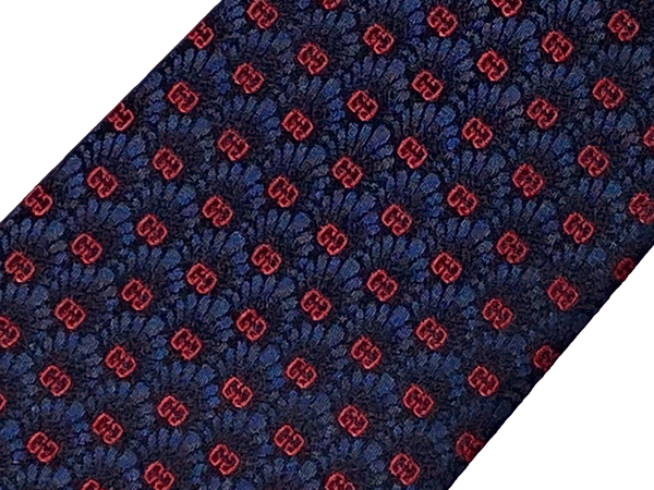グッチ GUCCI 624063 4E002 4069 PID ブラック系地 ネイビー系 扇絵柄 レッド系 GG柄 ナロー ネクタイ