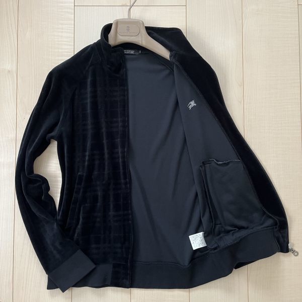 【BURBERRY BLACK LABEL/バーバリーブラックレーベル】ブルゾンジャケット 2(M) ポリ シャドーチェック柄 黒 軽やかな生地感 春秋 ＃11_画像1