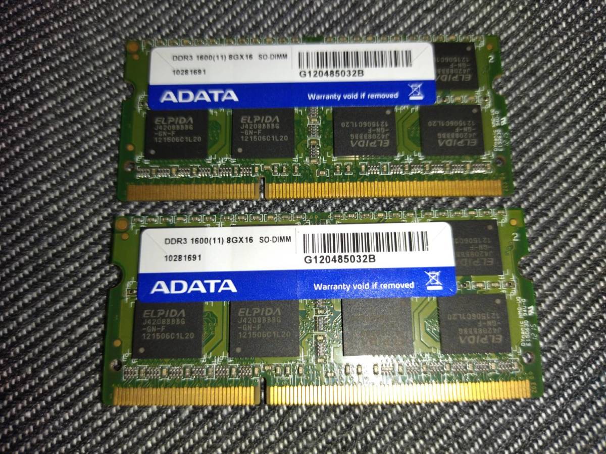 在庫一掃売り切りセール セール開催中最短即日発送 ADATA DDR3 1600 ノートパソコン用メモリ 8GB×2枚セット 計16GB 動作品 中古 t669.org t669.org