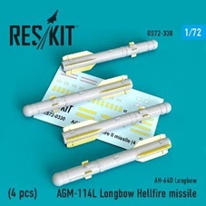 レスキット RSK72-0330 1/72 AGM-114L ロングボウヘルファイアミサイル (4個入り)_画像2