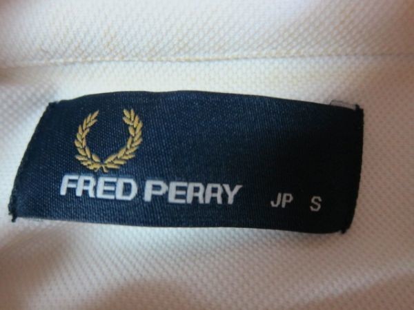 FRED PERRY ポロシャツ S 長袖 ホワイト #F1300 フレッドペリー_画像3