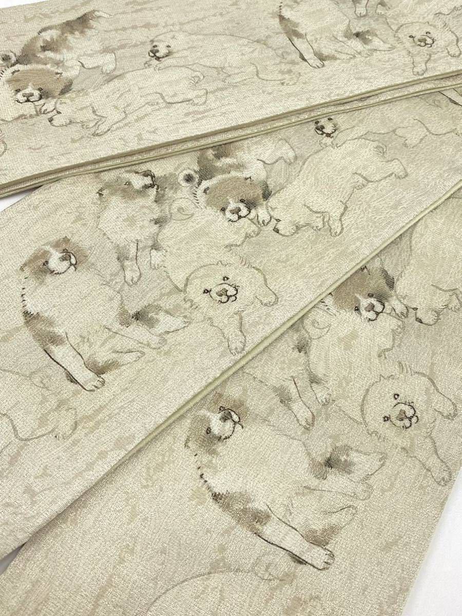 Yahoo!オークション - 長沢芦雪 「花鳥遊魚図巻 仔犬」柄 半幅帯 銀