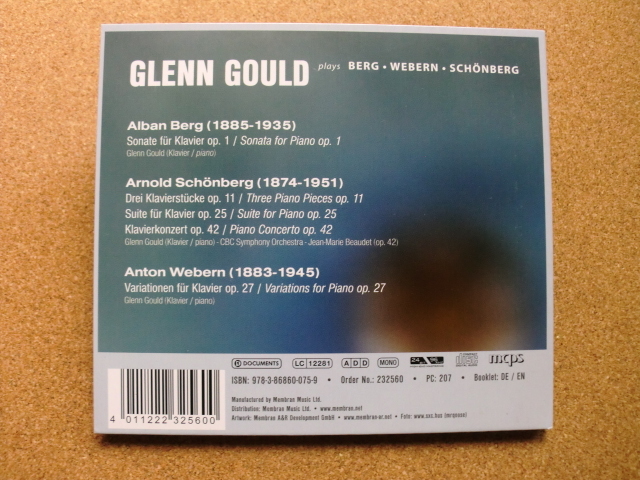 ＊【CD】グレン・グールド（ピアノ）／Glenn Gould Plays Berg・Webern・Schonberg（232560）（輸入盤）_画像3